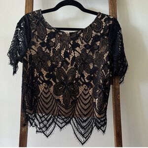 Express Black Lace Crop Top